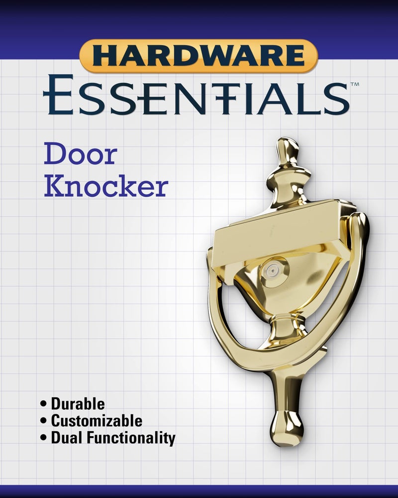 Hardware Essentials 852395 Bright Brass Door Knocker with Viewer, 7in, 1 Piece - Image 4